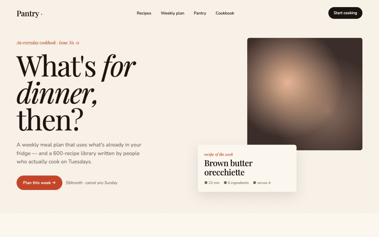 Pantry template preview