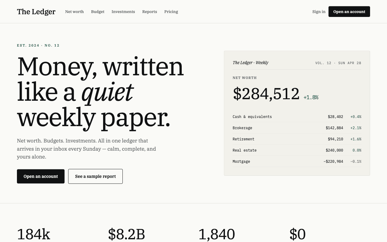 Ledger template screenshot