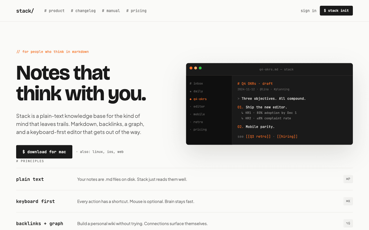 Stack template screenshot
